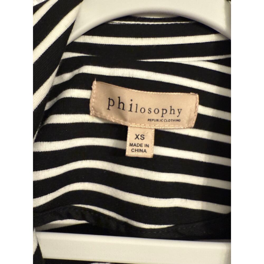Philosophy Women's XS Chic Black White Striped Soft Stretch Blazer Office Comfy - Picture 6 of 8
